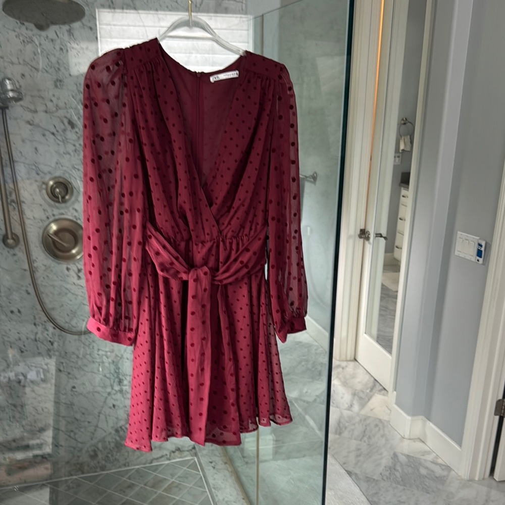 Zara Long Sleeve V-Neck Cocktail Dress